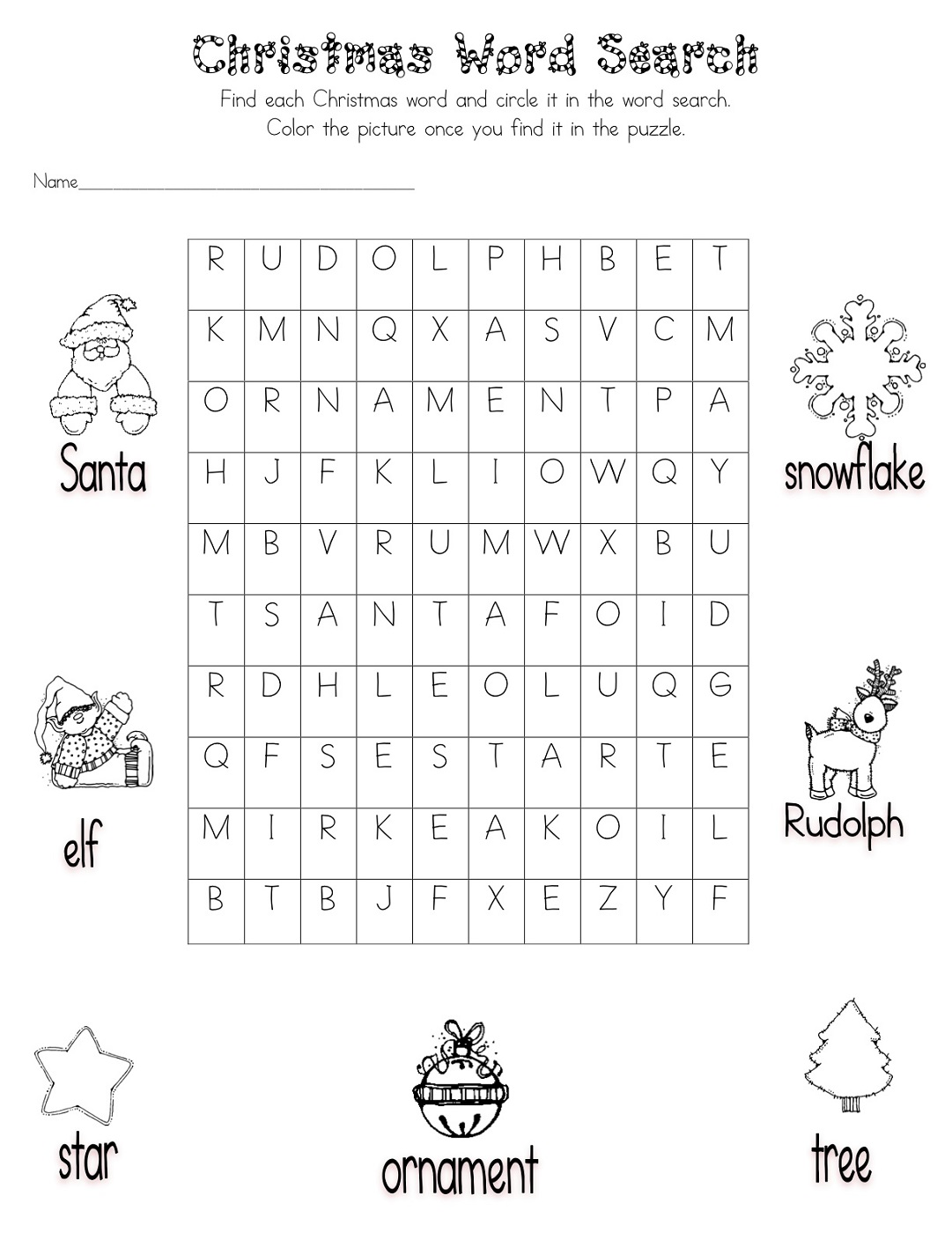 easy word searches for kids christmas