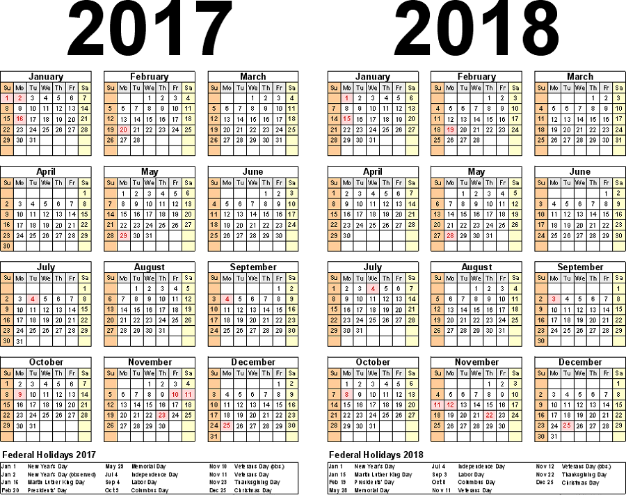 2017-2018 printable calendar holidays