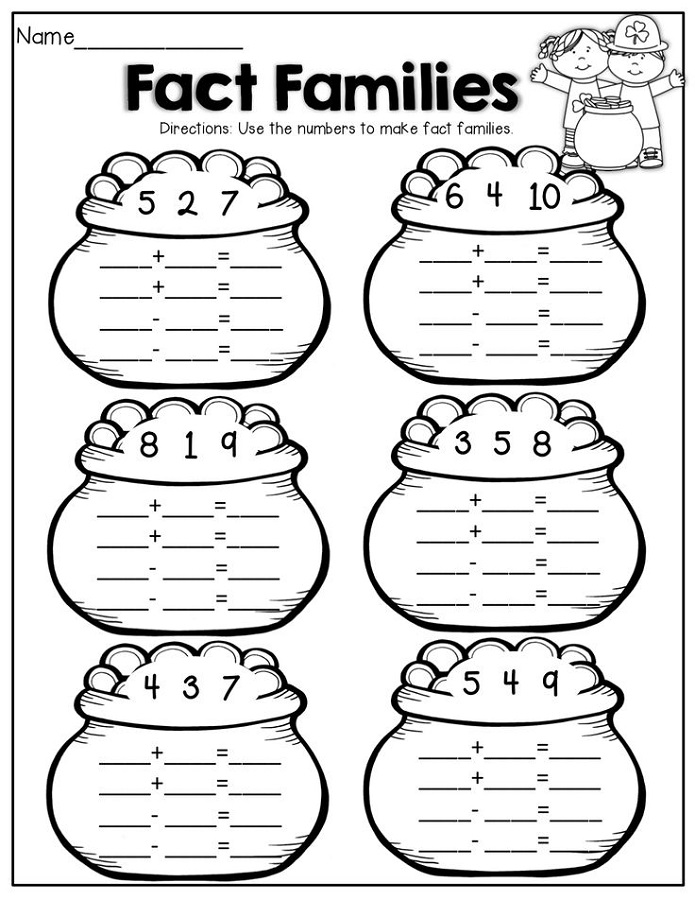 Math Fact Families Worksheets Activity Shelter