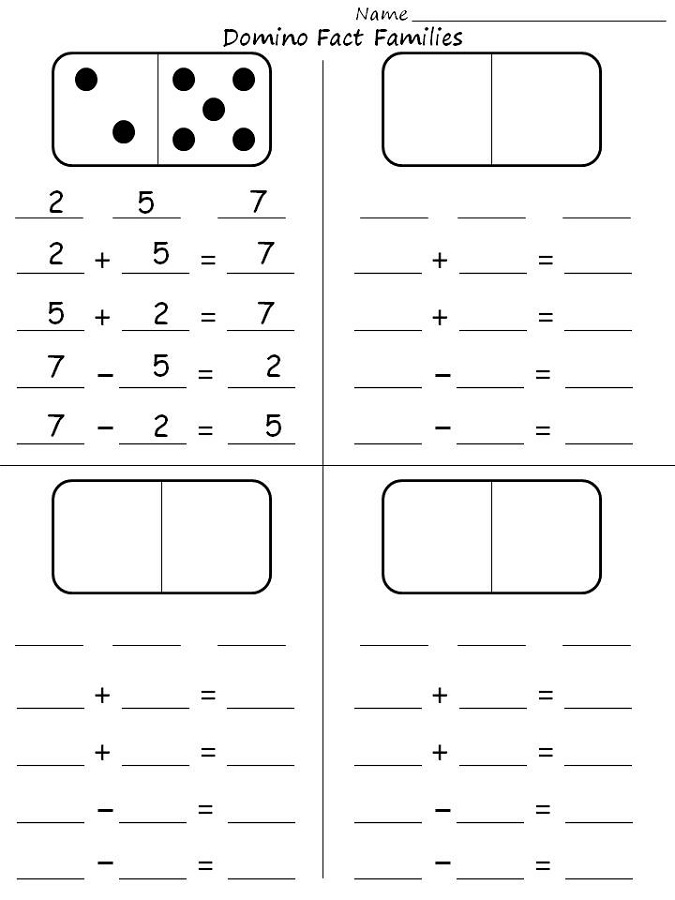 math fact families worksheets addition