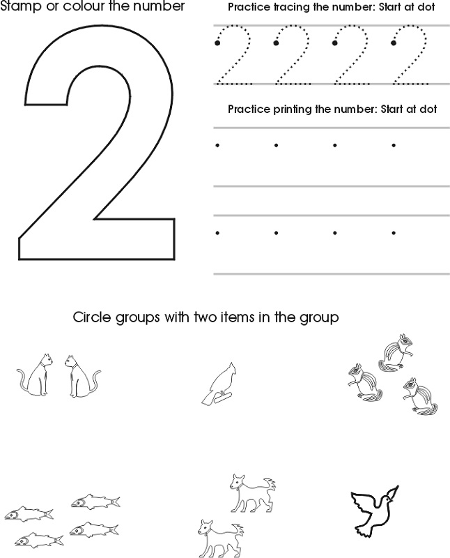 two year old worksheets number