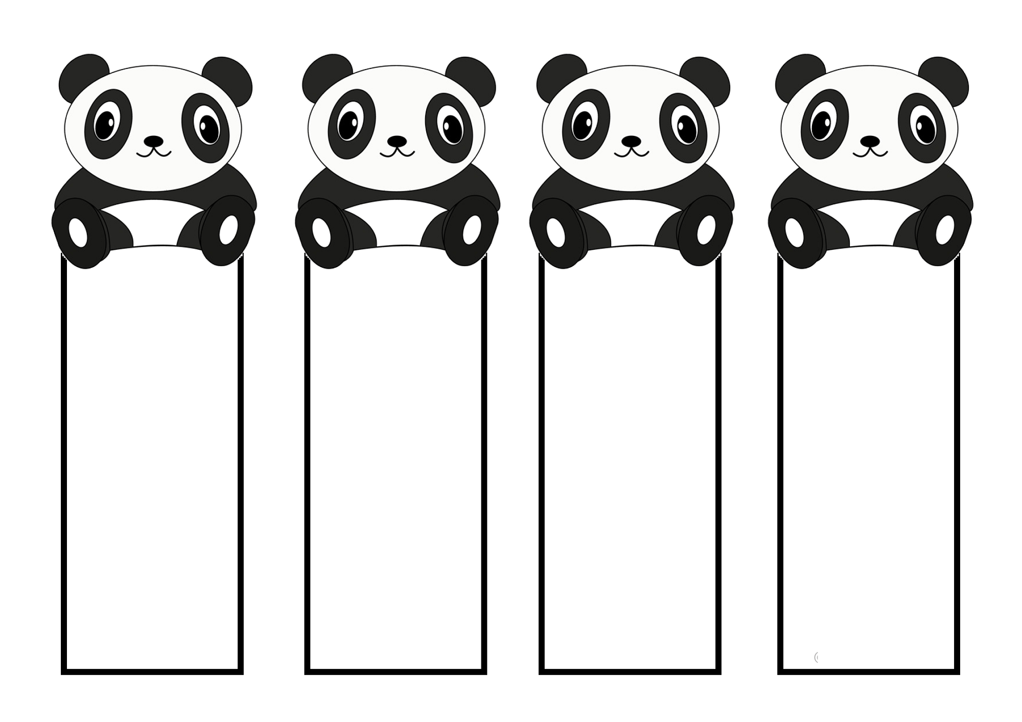 free printable reading bookmarks black and white panda