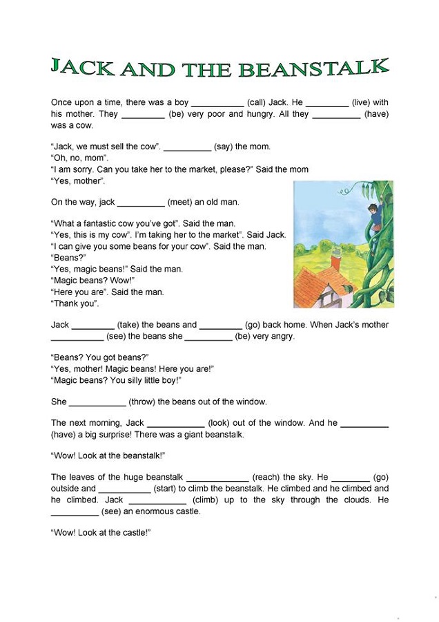 jack and the beanstalk activities worksheet