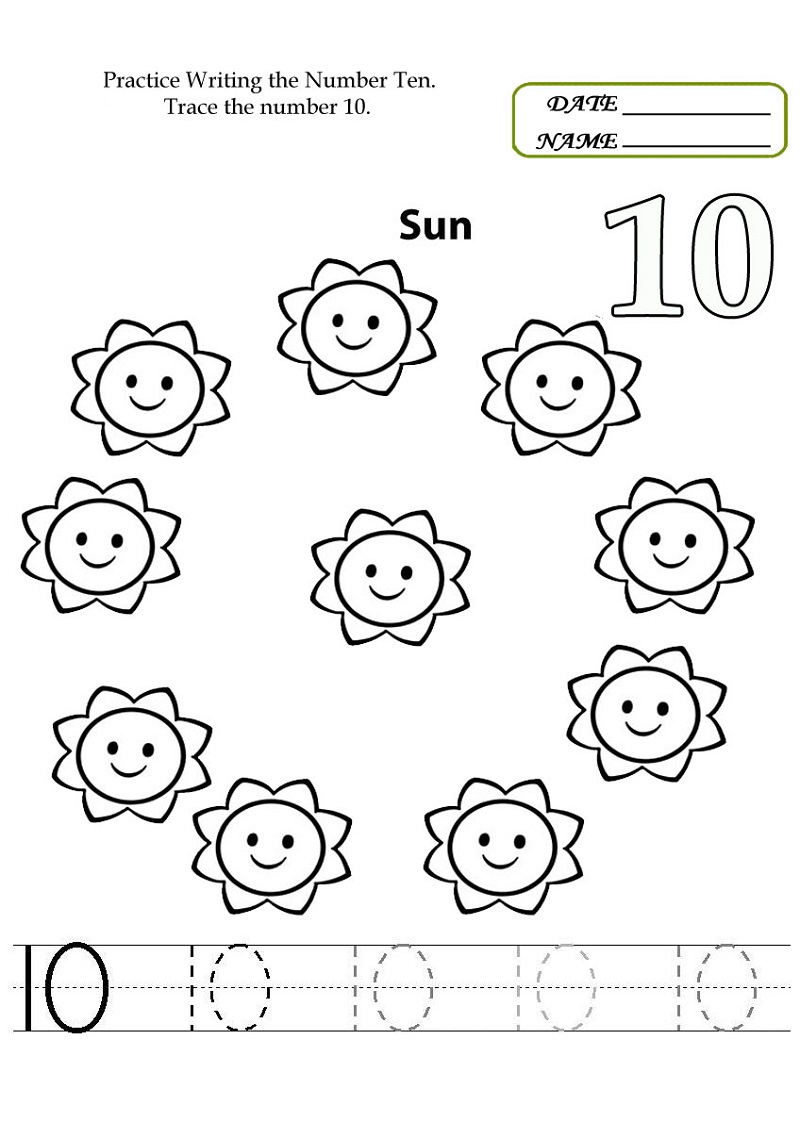 number 10 worksheet for preschool fun