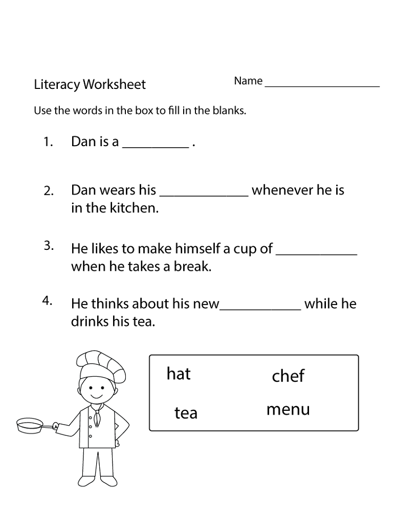 free printable literacy worksheets for kids