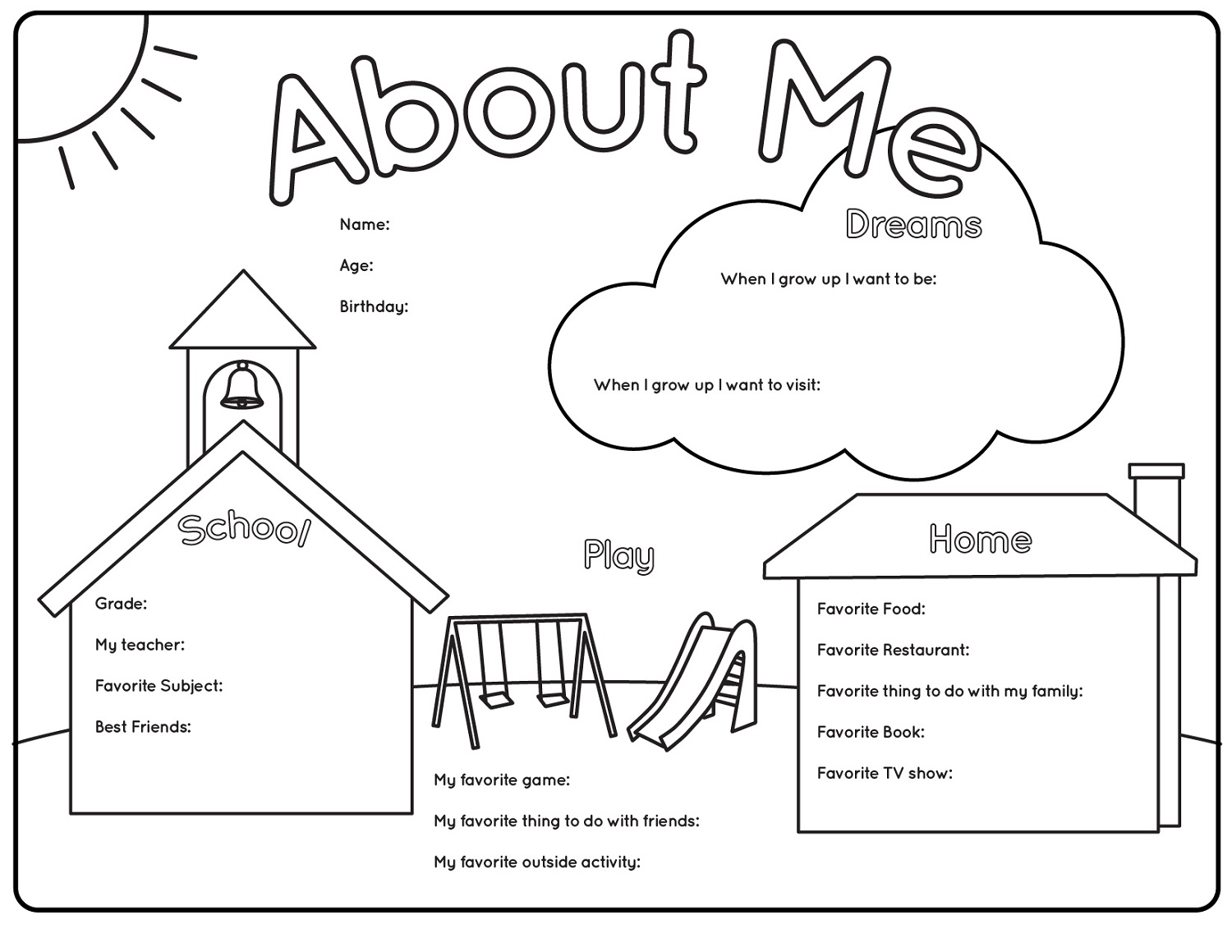 printable worksheets about me