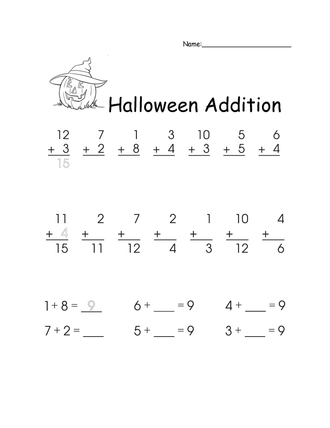 free math worksheets for 1st grade halloween