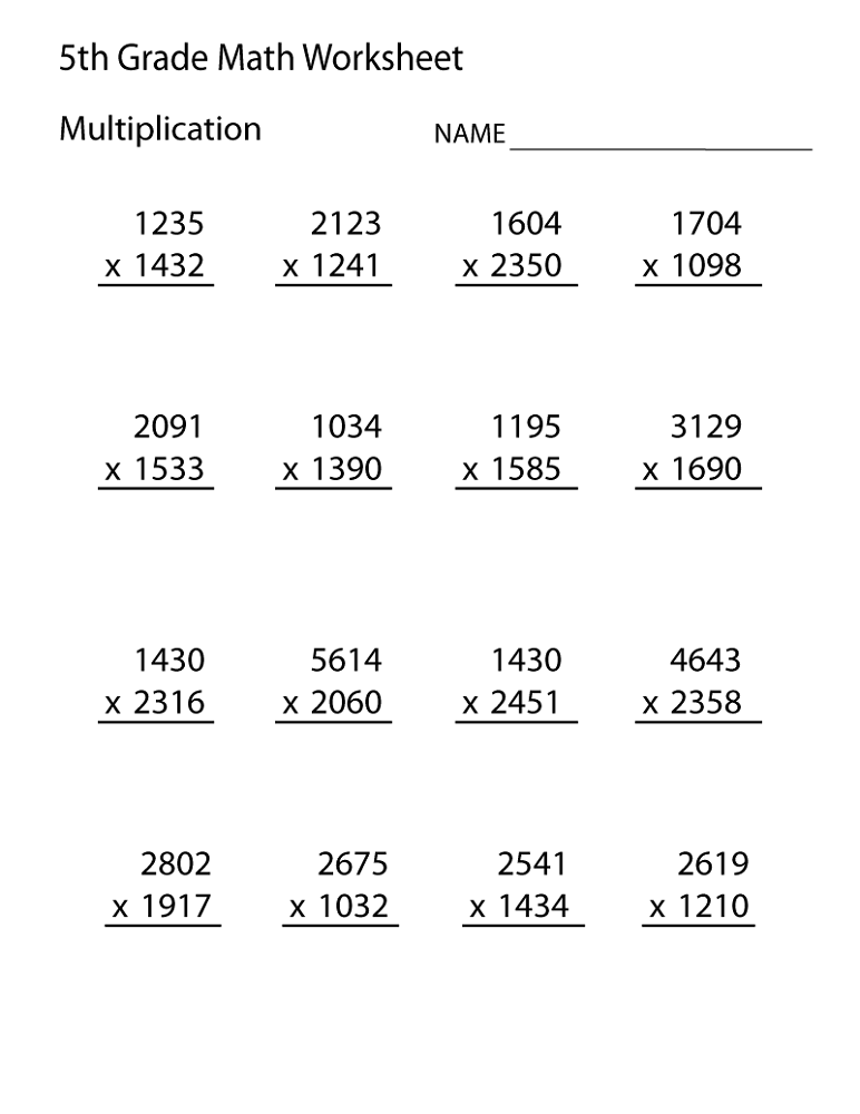 free printable maths worksheets for grade 5 multiplication
