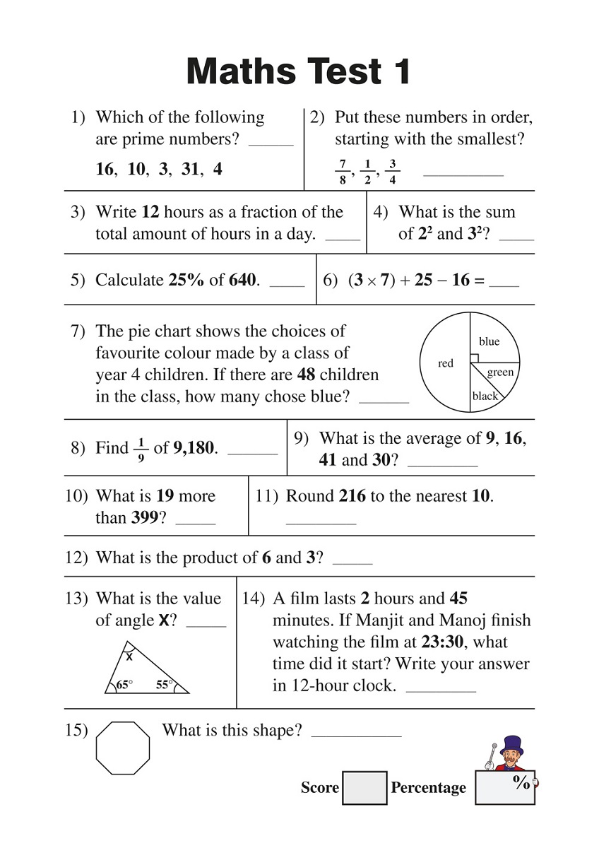 Worksheet : Minute Math Year 5.