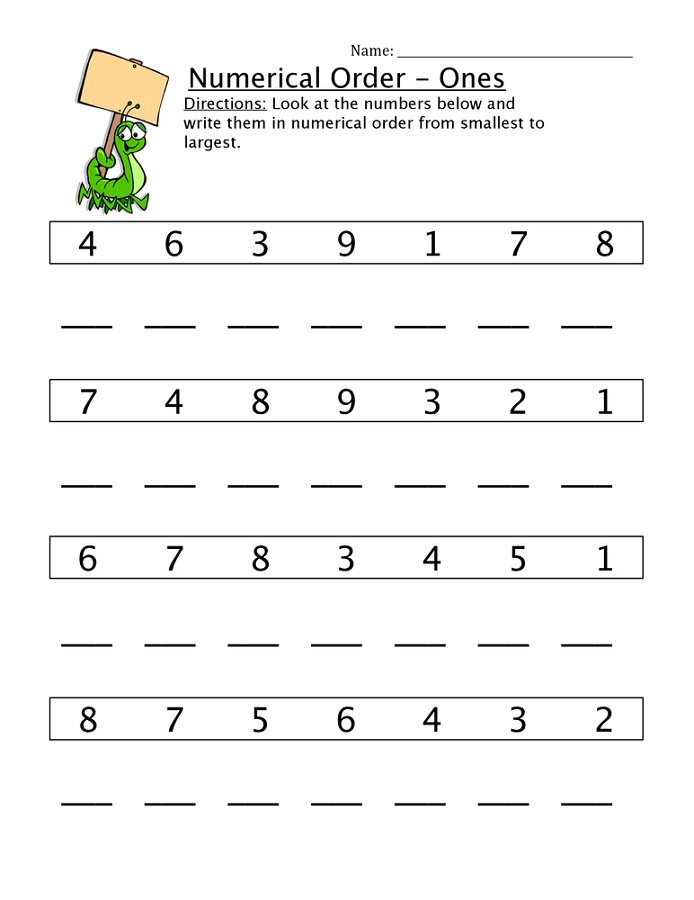 free numeracy worksheets order