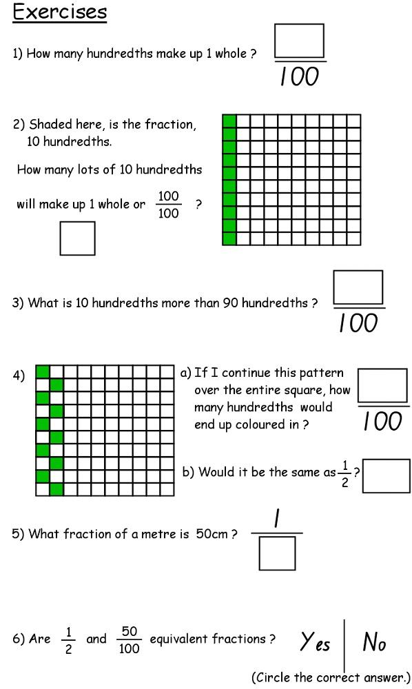 year 4 maths worksheets printable free fraction