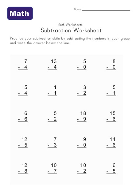 Childrens Workbooks Free Subtraction
