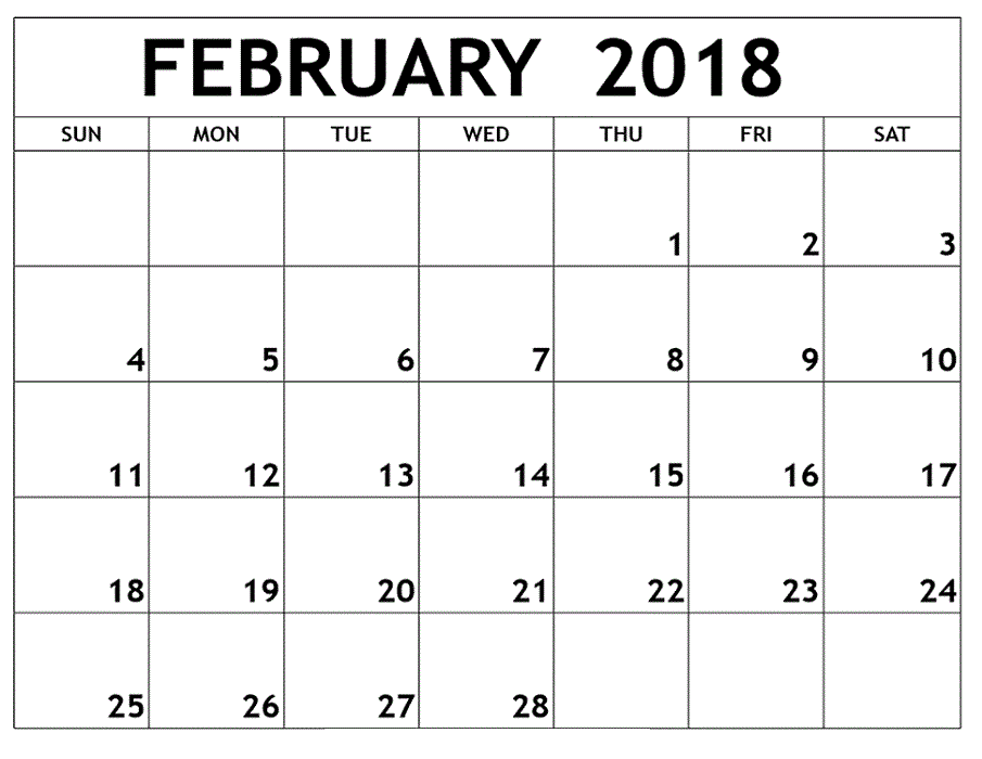 Free Printable Calendars 2018 February