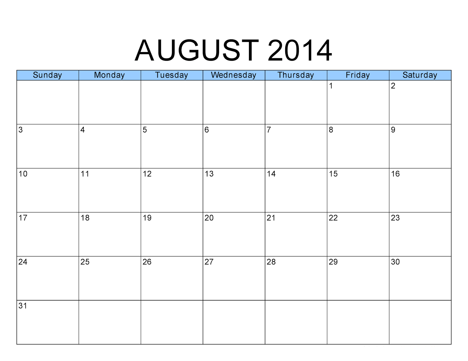 Printable Calendar 2014