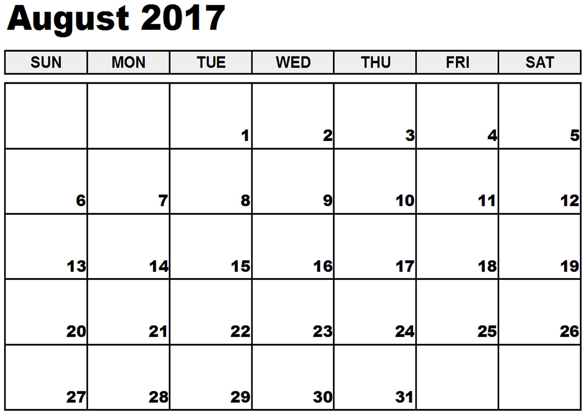 Printable Calendar August