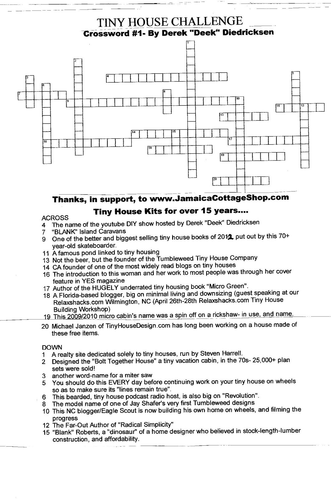 Very Small Crossword Challenge