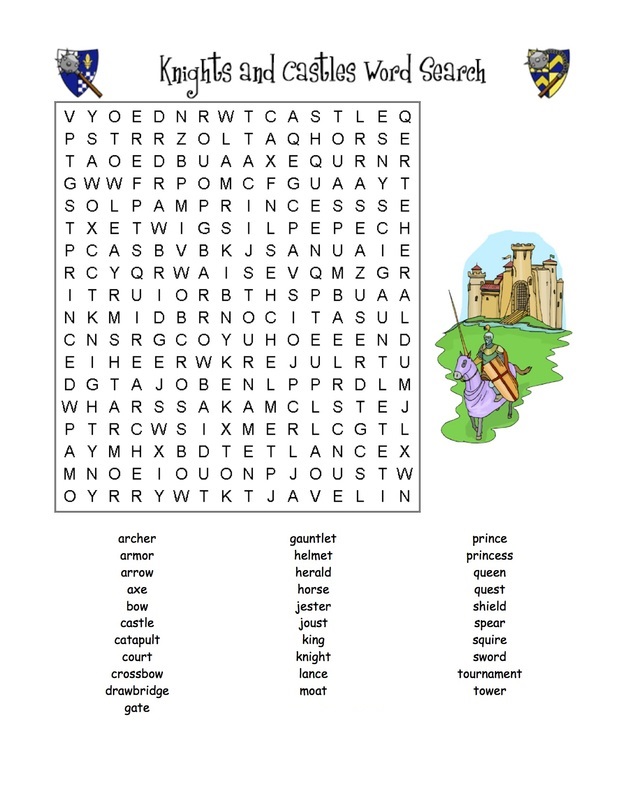 Middle Ages Word Search Knights