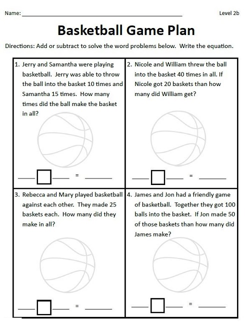 Basketball Math Worksheets Plan