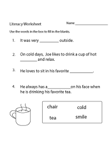 Free Literacy Worksheets Kindergarten