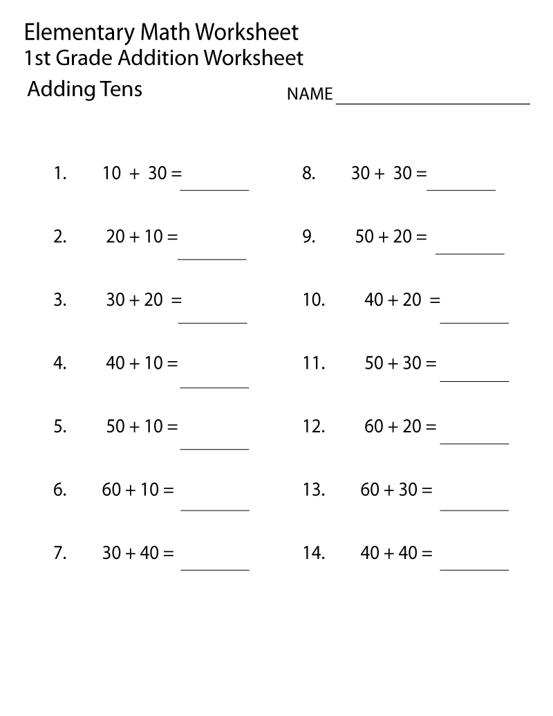 Free Printable Elementary Worksheets Addition