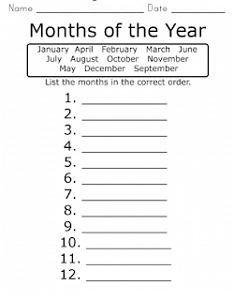 Free Worksheets for Elementary Students Months