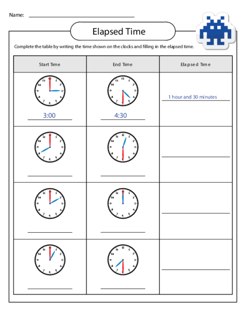 Elapsed Time Worksheet Children