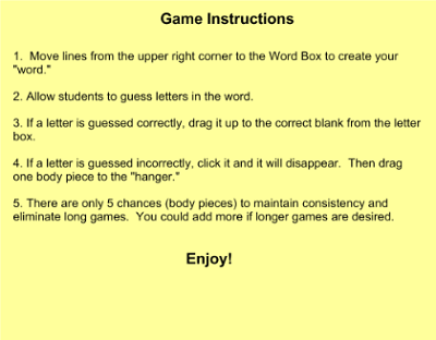 Rules of Hangman Instruction
