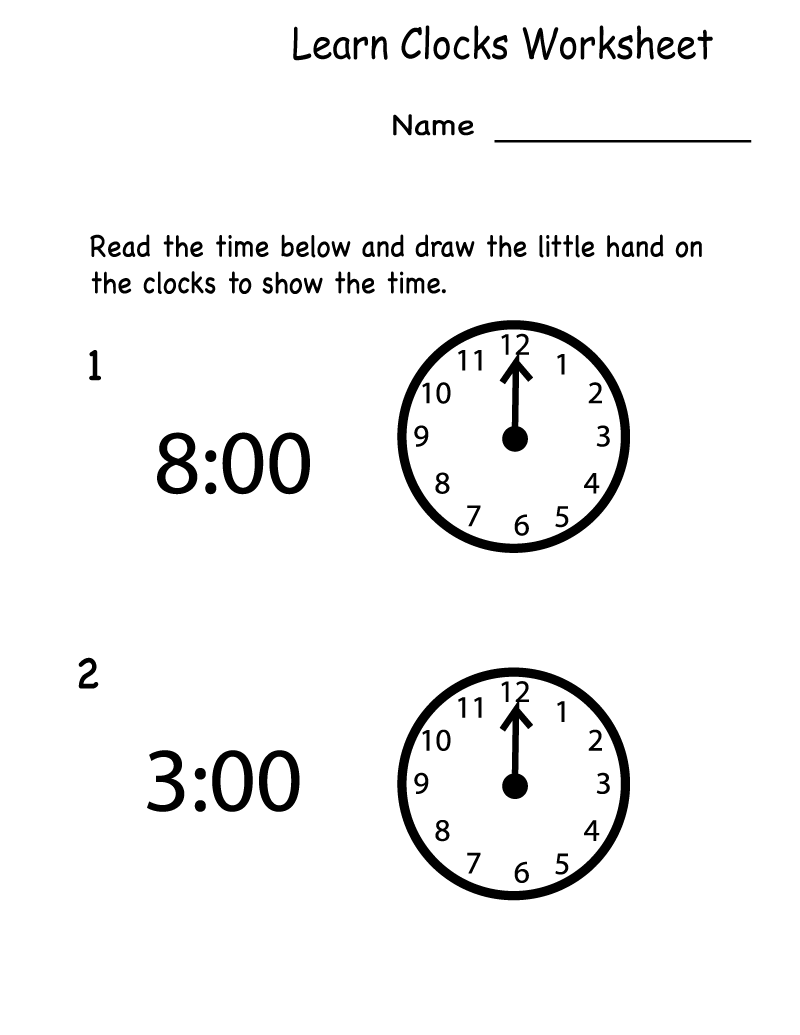 Free Learning Printables Clocks