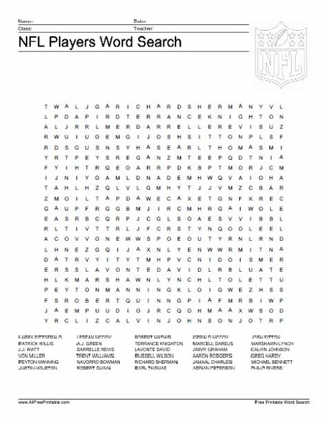 Nfl Word Search Players