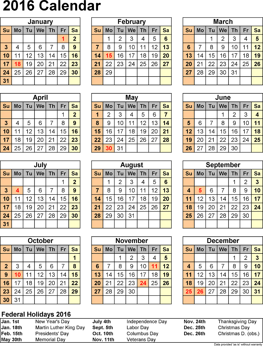 16 Printable Calendar With Holidays Activity Shelter