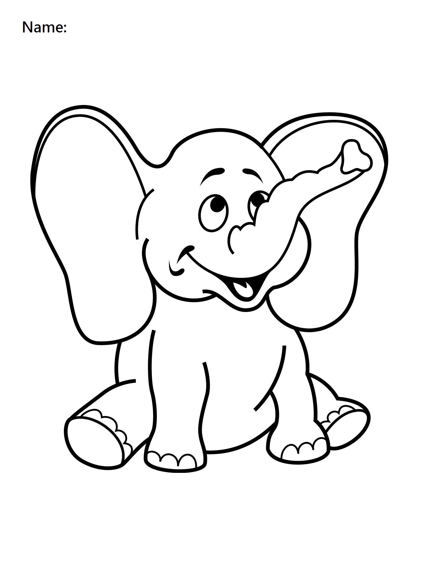 4 Year Old Worksheets Printable Coloring Elephant