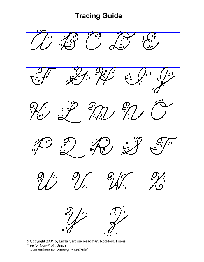 ABC tracing Sheets capital cursive