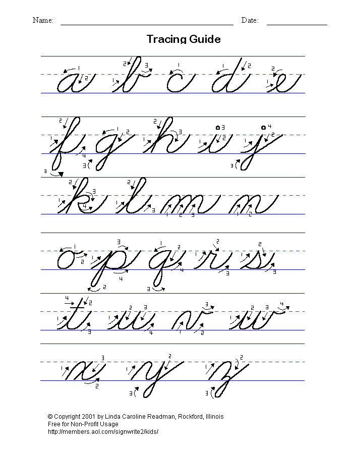 Cursive Tracing Sheets