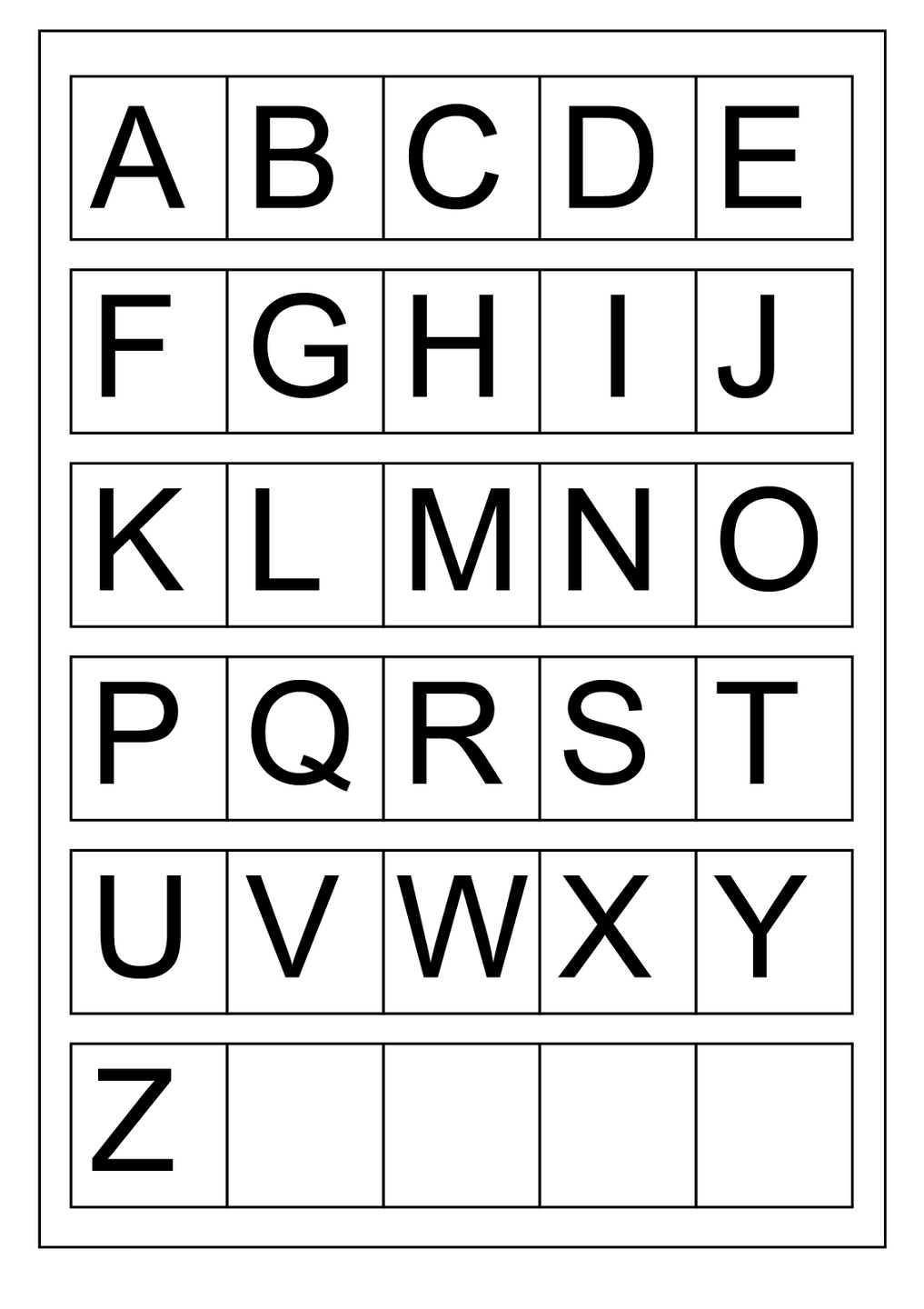 capital letters alphabet A Z printable