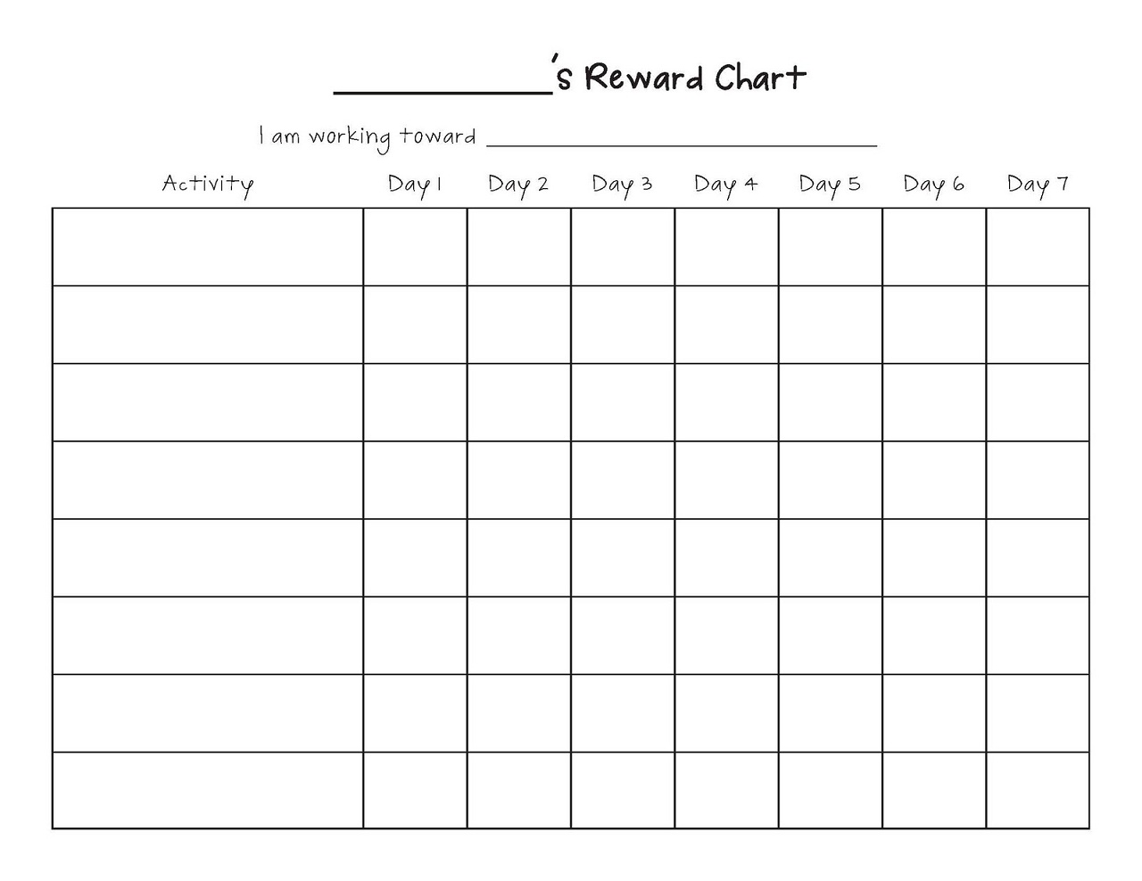 Reward Chart Template School