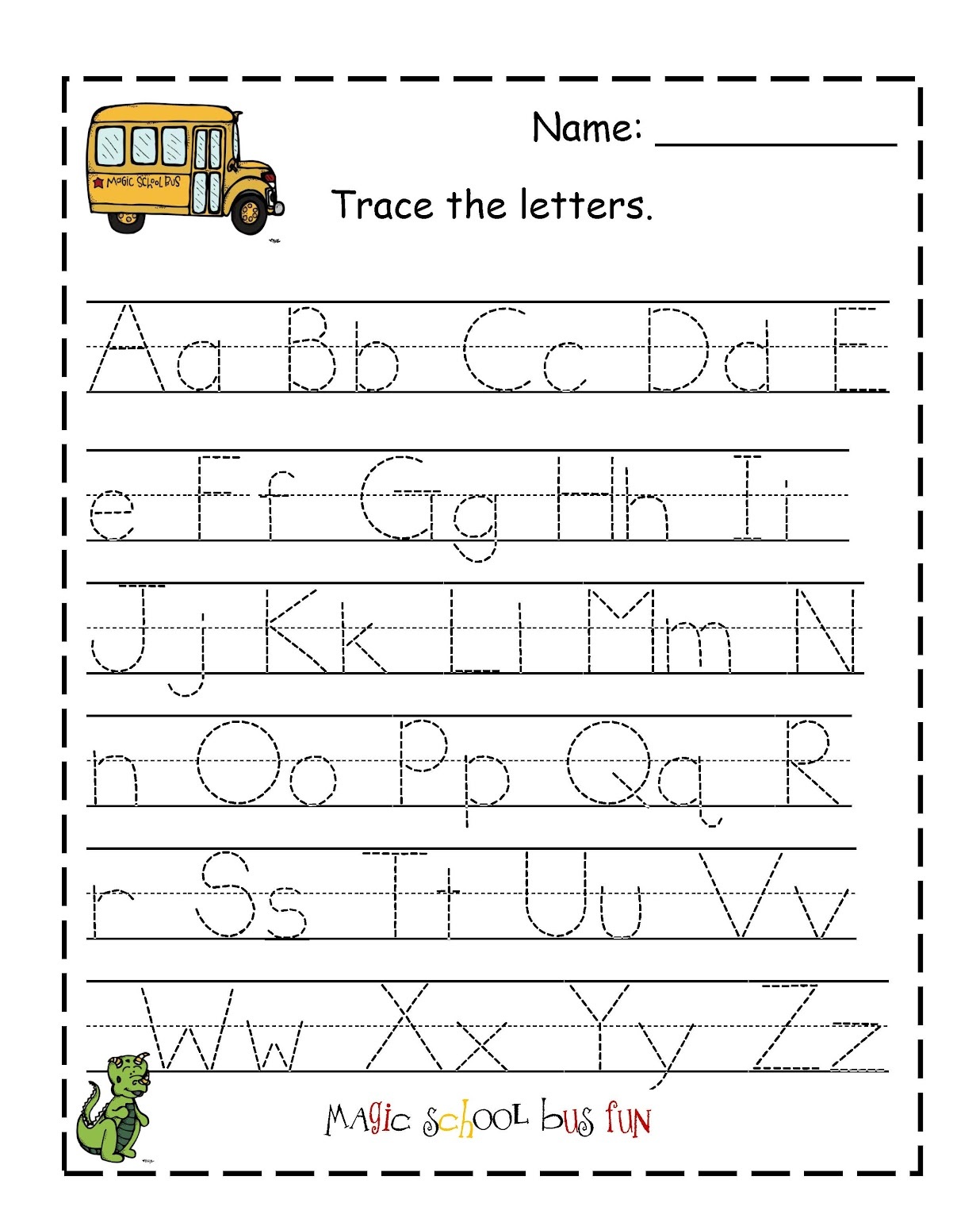 traceable letter worksheets printable for kids