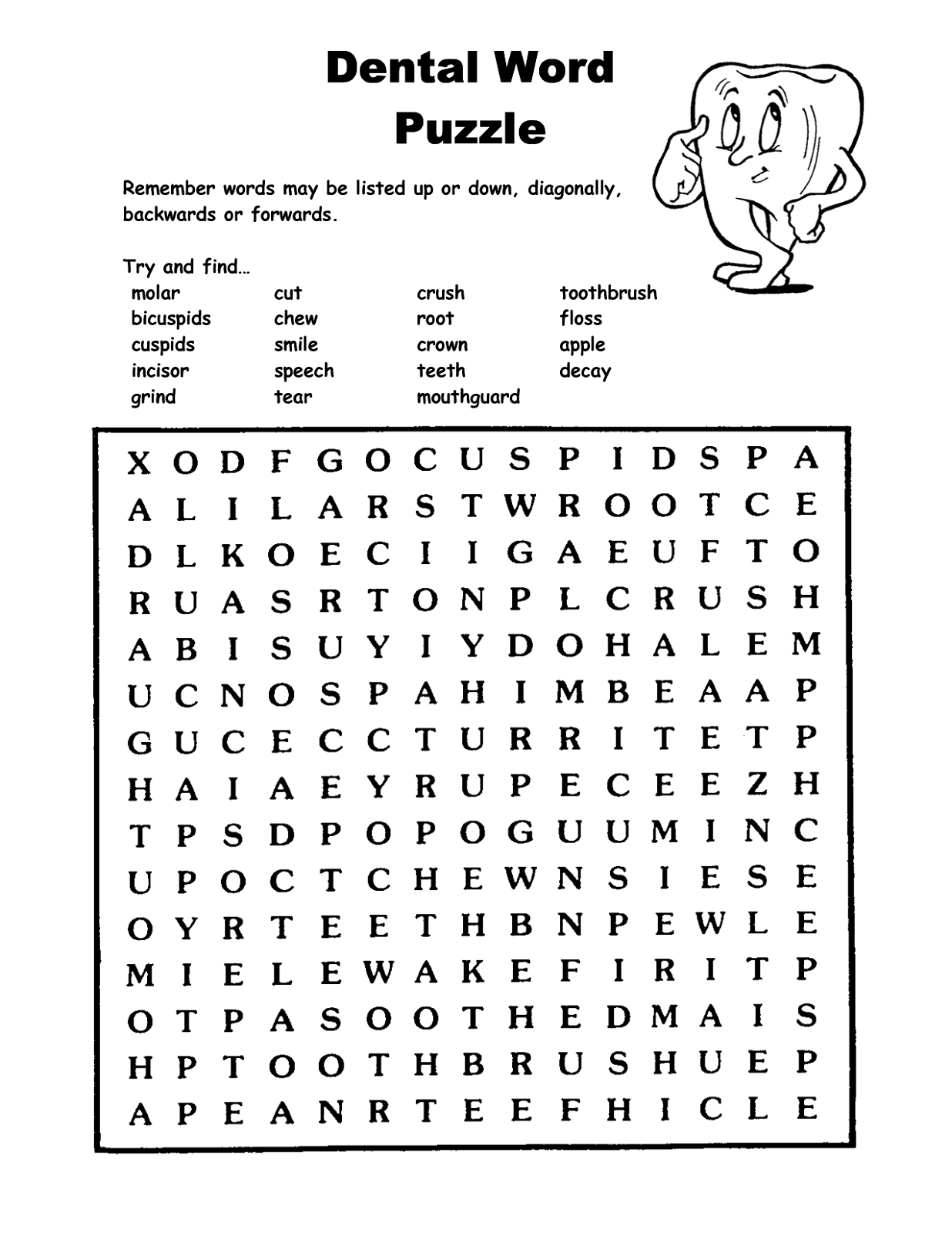 Puzzle words health