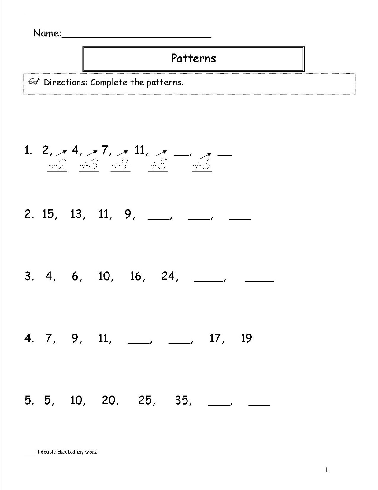 Shapes and Numbers Worksheets Pattern