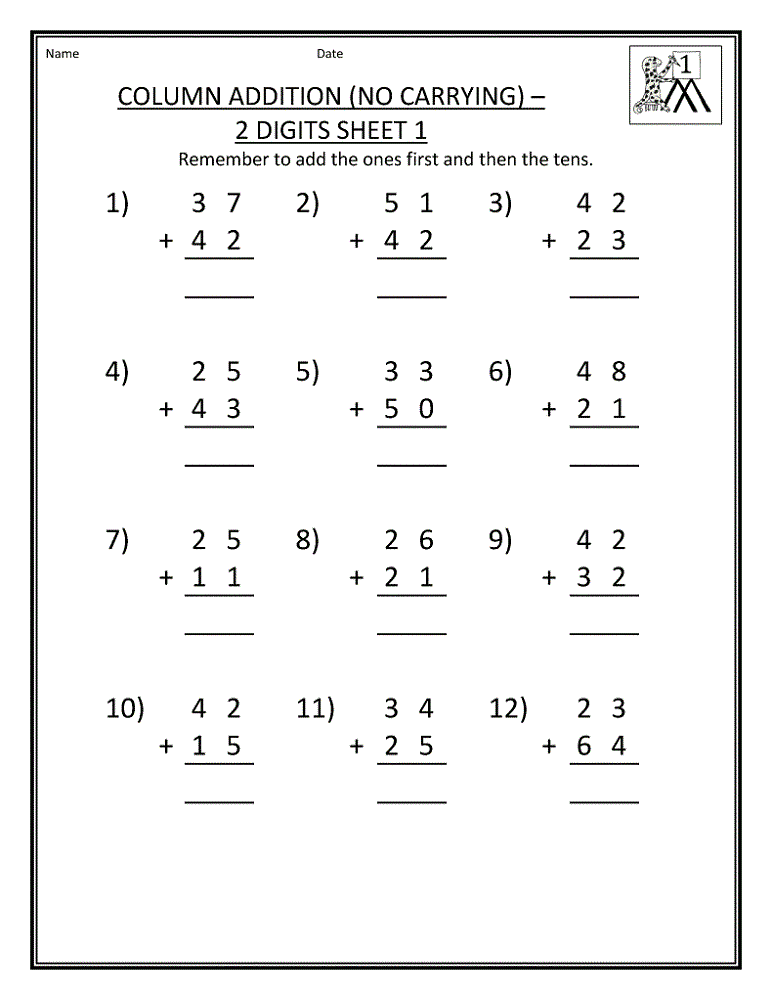 addition worksheets for grade 1 activity shelter