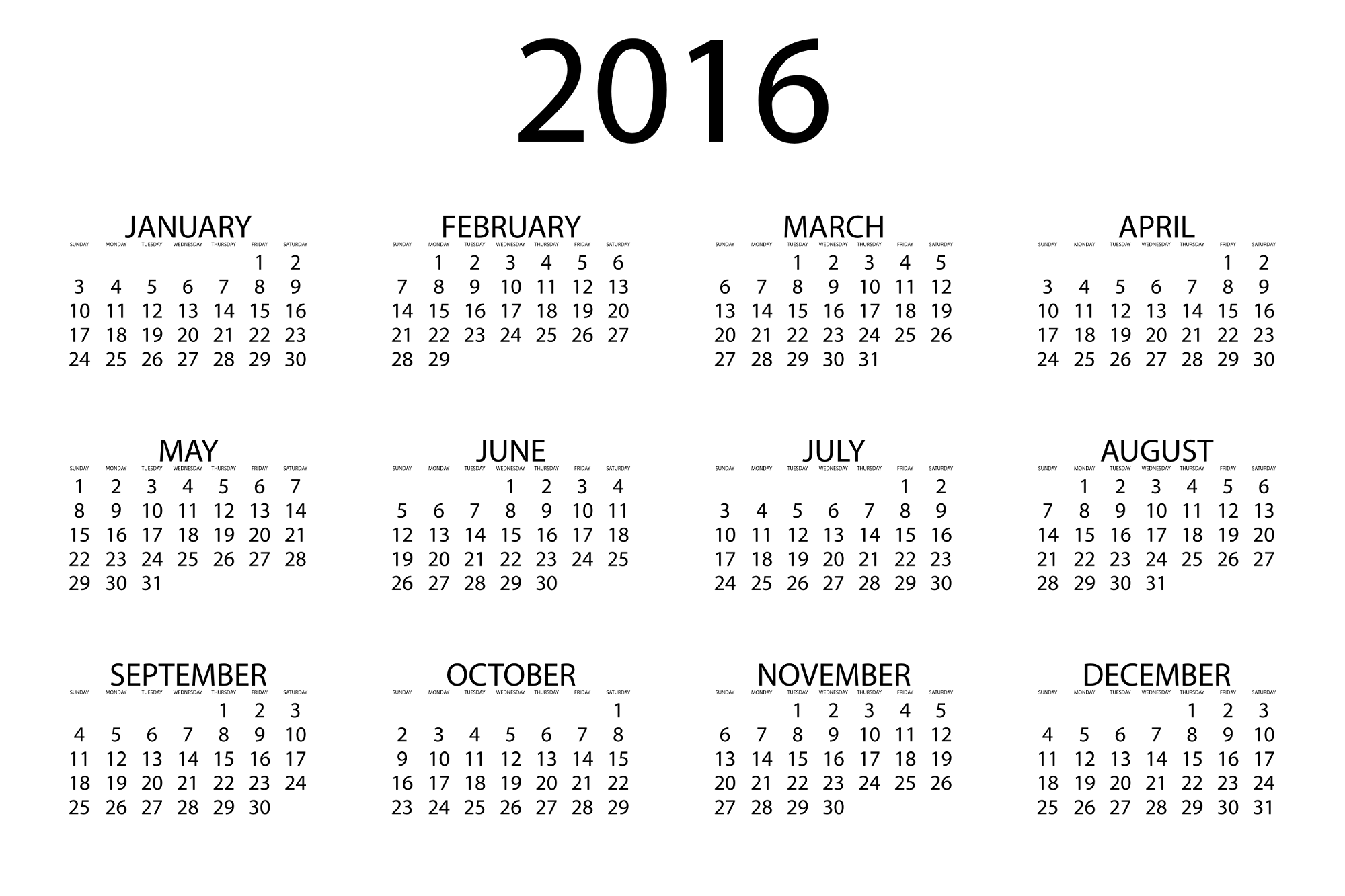 calendar 2016 to print activity shelter