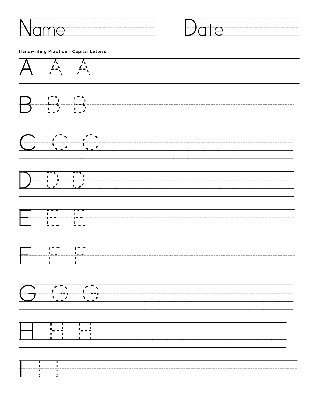 capital letter worksheets preschool