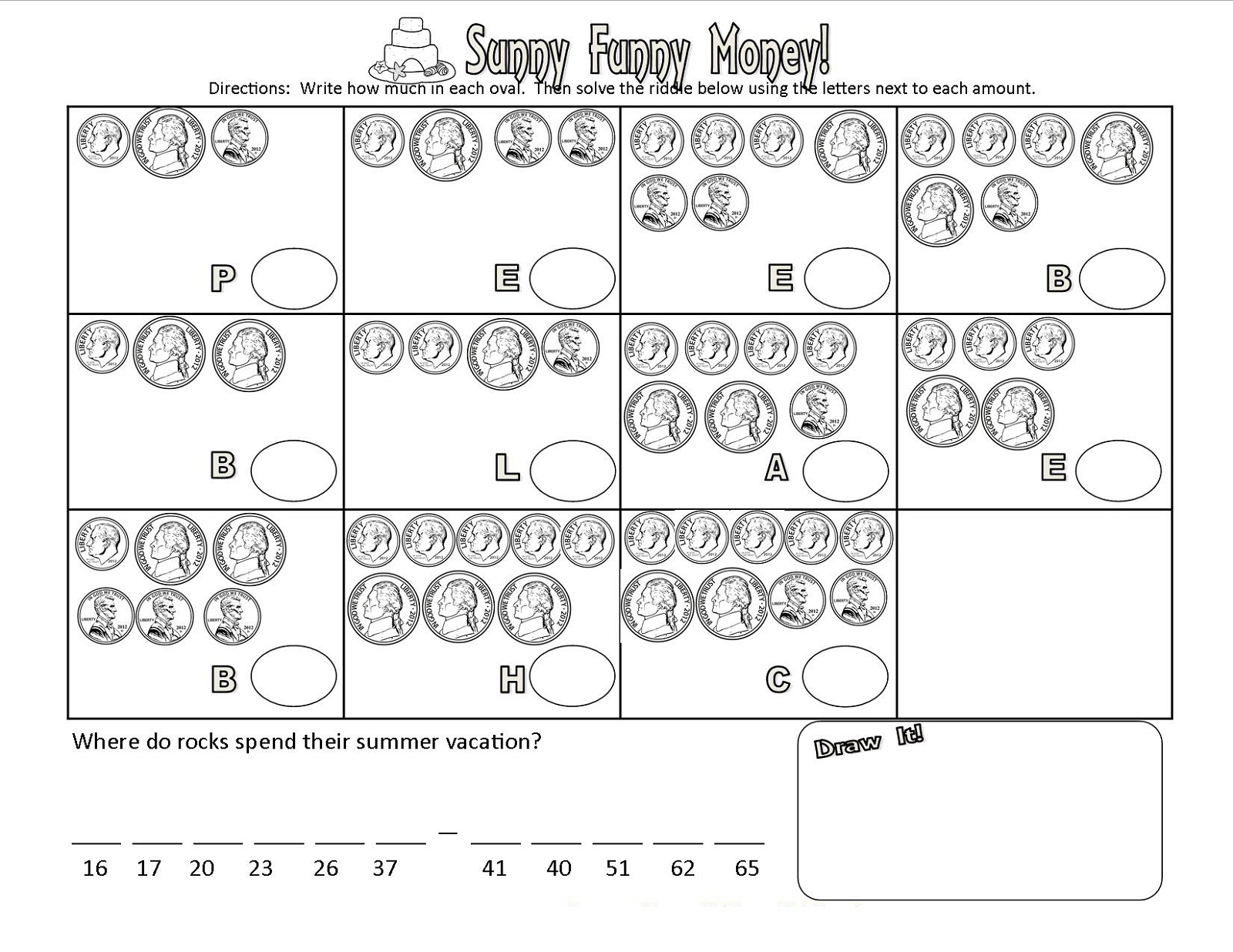 fun math sheets money