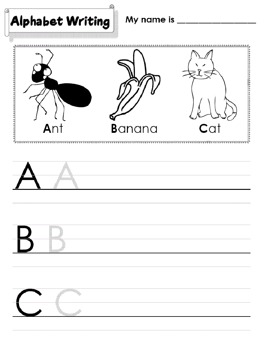 kindergarten alphabet worksheets ABC