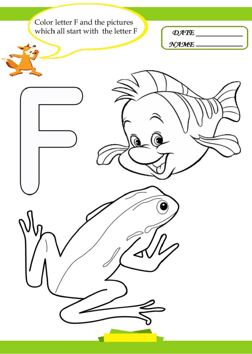 letter f worksheet to color - Kindergarten Activity Sheets