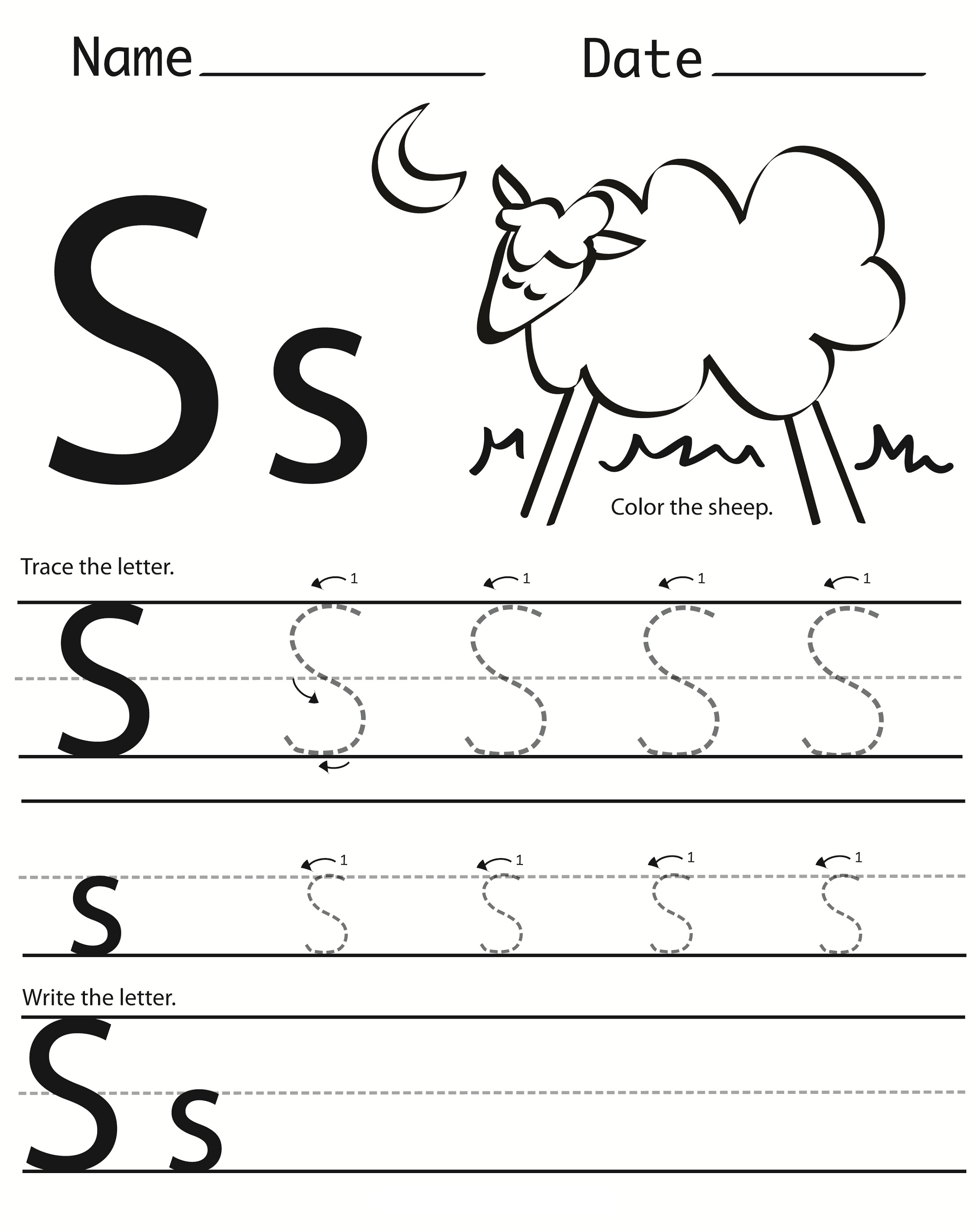 Letter S Free Printable Worksheets