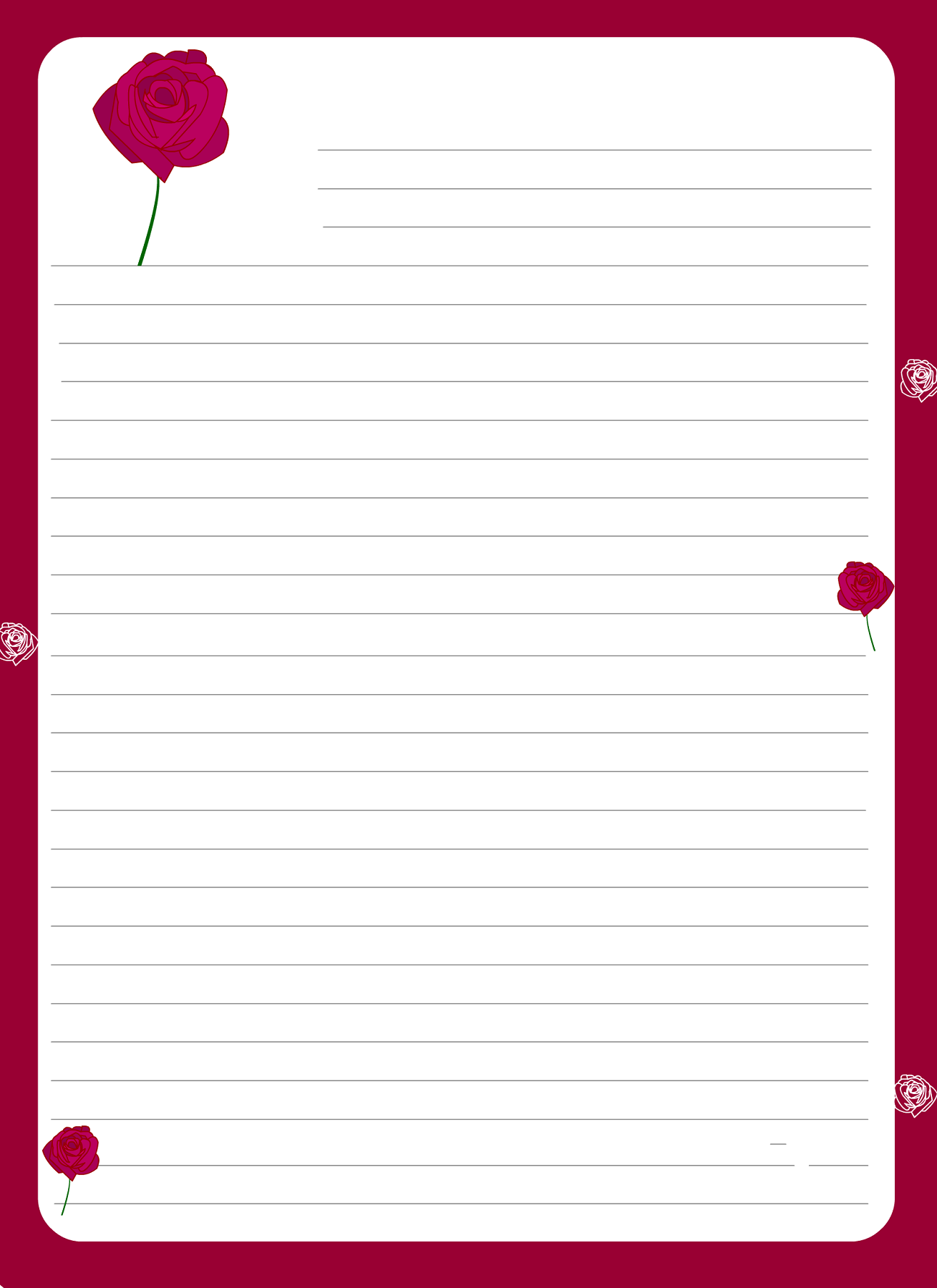 lined paper for writing rose