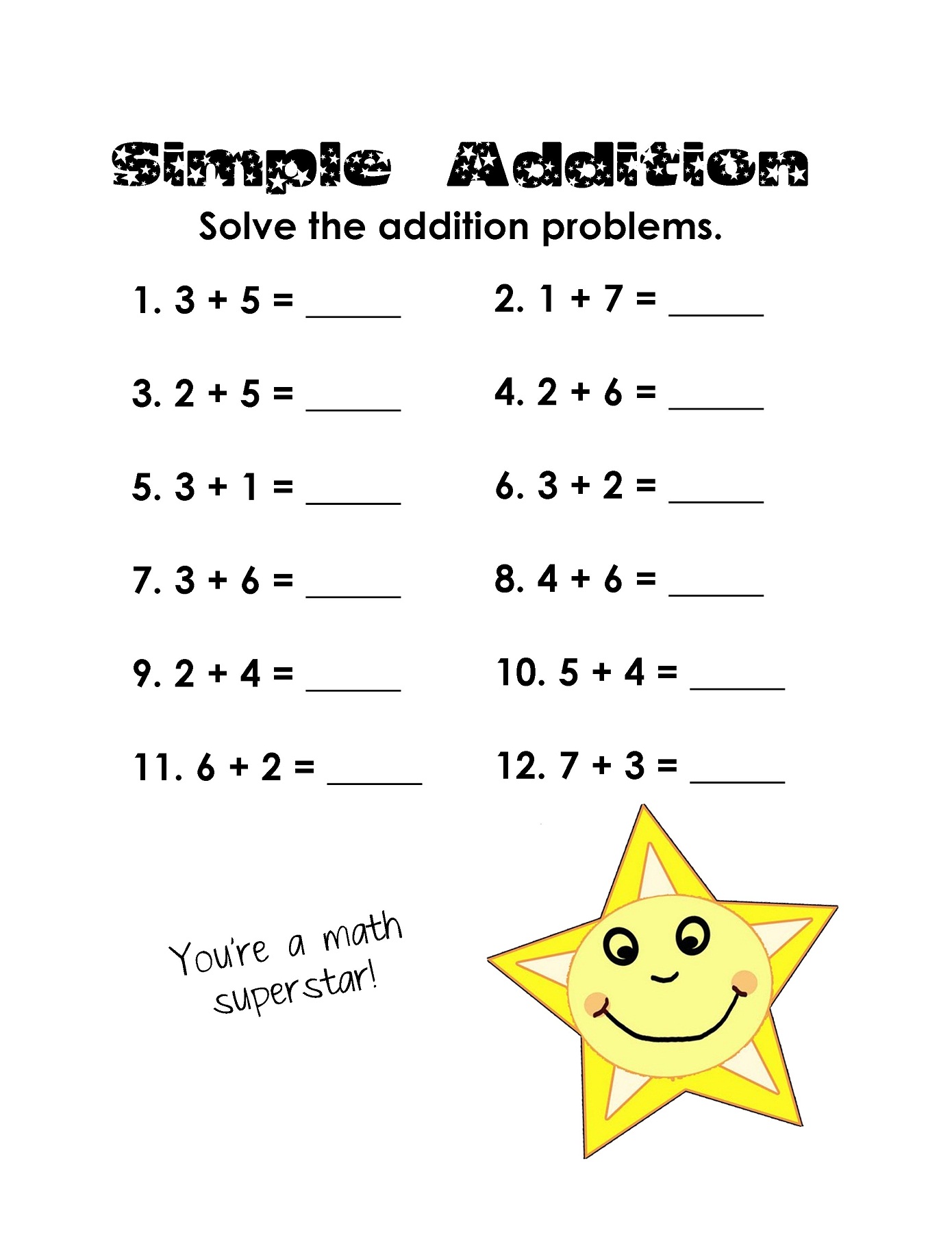 math sheets for grade 1 simple addition