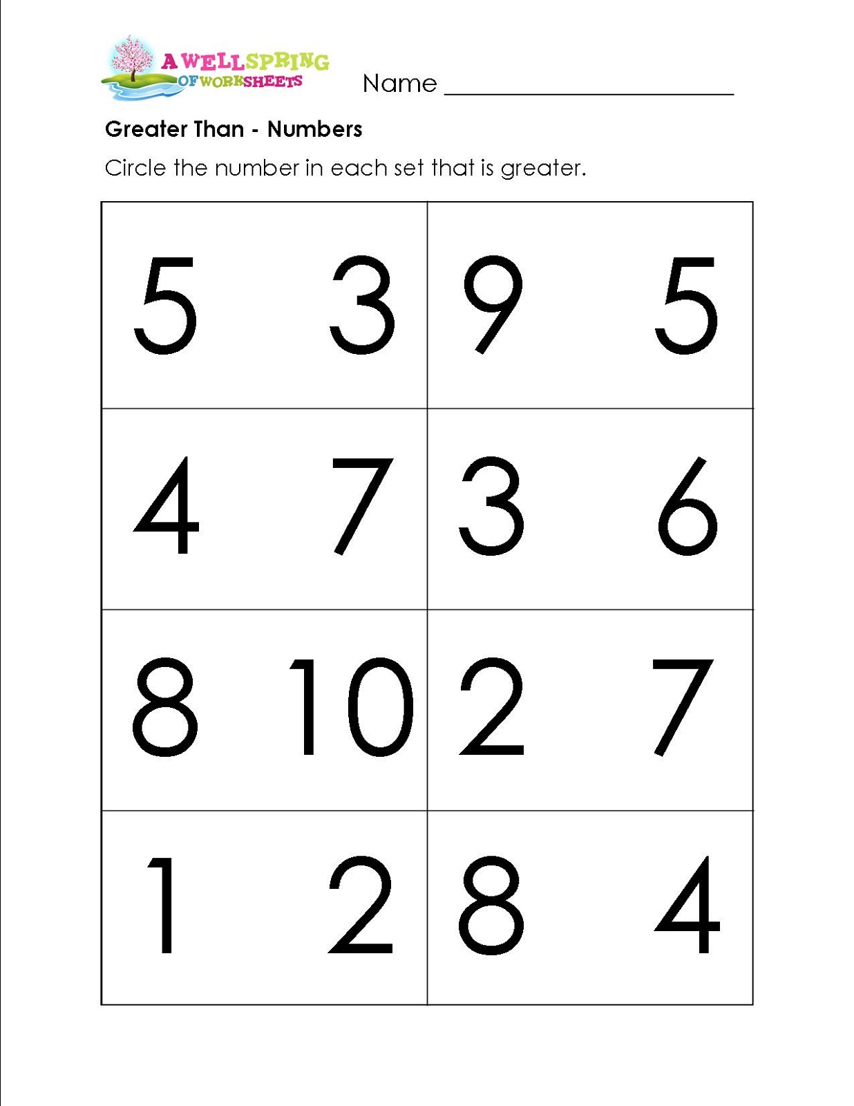 Worksheet On Numbers More And Less