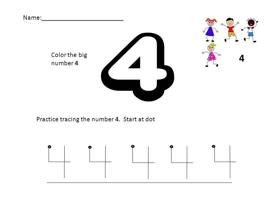 number 4 worksheets practice