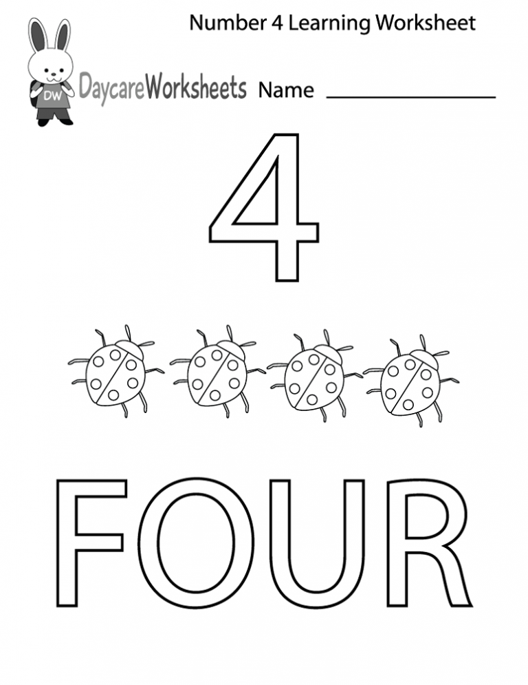 Worksheet On Number 4 For Nursery